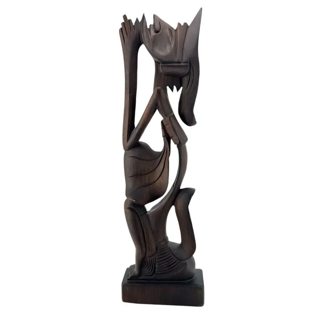 Balinese Hand Carved Wood Praying Offering Figure